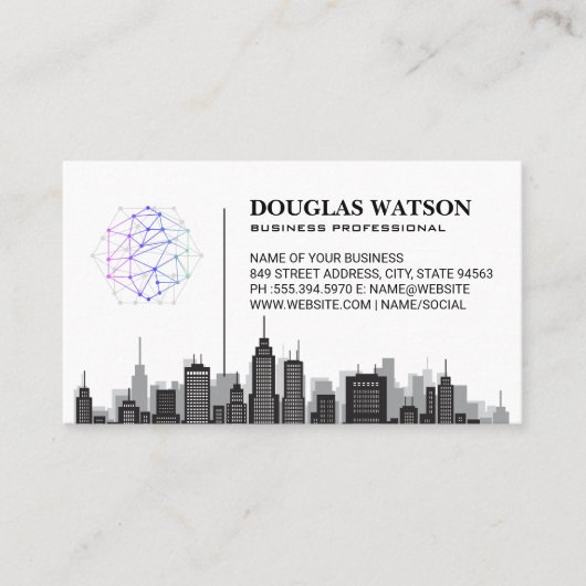 Netzwerk-Logo | City Skyline Visitenkarte (Vorderseite)