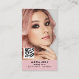 Netzwerk QR Code Make-up Künstler Vertikal Foto Bu Visitenkarte