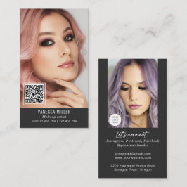 Netzwerk QR Code Make-up Künstler Vertikal Foto Bu Visitenkarte