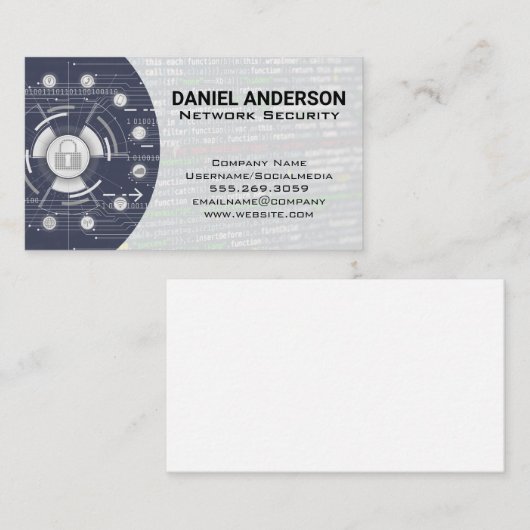 Netzwerkkommunikation | Coder | Cybersicherheit Visitenkarte (Vorne/Hinten)