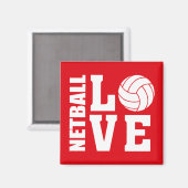 Netzwerkspieler, Red Netball Liebe Magnet (Vorderseite/Rückseite)