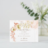 NEU! Boho Floral Wedding Rett Dates Postkarte (Stehend Vorderseite)