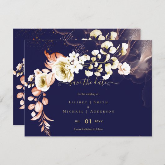 NEU! Boho Floral Wedding Rett Dates Postkarte (Vorne/Hinten)