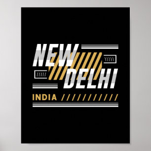 Neu-Delhi Indien Moderne Typografie Grafikdesign Poster
