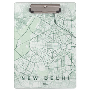 Neu-Delhi Indien Stadtplan Minimales Design Klemmbrett