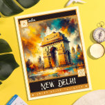 Neu-Delhi, Indien | Vintage Malerei Postkarte<br><div class="desc">Erleben Sie eine visuelle Reise durch die pulsierenden Straßen des Vintagen Neu-Delhi mit unserer bezaubernden Vintagen Postkarte. Diese exquisite Illustration besticht durch einen faszinierenden Malstil, lebendig mit ausdrucksvollen Pinselstrichen und einer lebhaften Farbpalette, die die Fantasie entfacht. Die Ähnlichkeit des Subjekts verschwimmen die Grenzen zwischen Abstraktion und Realismus und entsteht inmitten...</div>
