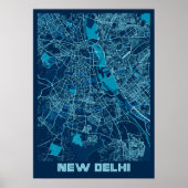 Neu Delhi - Indiens Friedens-Stadtplan Poster (Vorne)