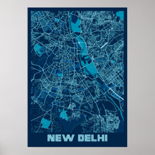 Neu Delhi - Indiens Friedens-Stadtplan Poster