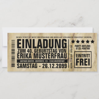 NEU: Einladung zum 40. Geburtstag mit Barcode