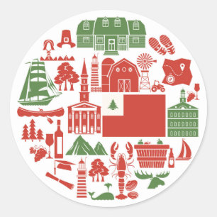 Neu-England Ikonen Runder Aufkleber