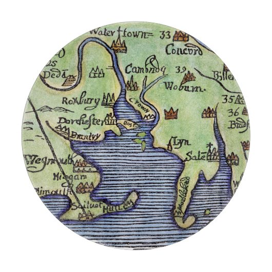 NEU-ENGLAND KARTE 1677 SCHNEIDEBRETT (Vorderseite)