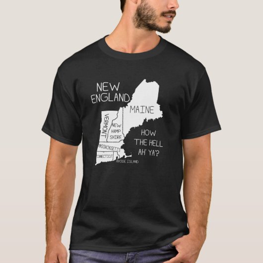 NEU-ENGLAND Spaß Geografie-Karten-T - Shirt (Vorderseite)