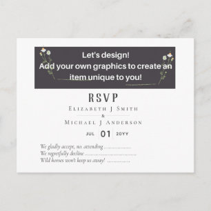 NEU! ENTWICKLUNGSEIGENE WEDDING RSVP Postcard ab 1 Postkarte