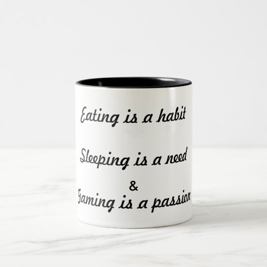 Neu-Essen Sie, des Schlafes und des Spiels lustige Zweifarbige Tasse (Mittel)