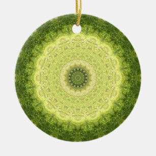 Neu "Evergreen" Green Mandala Kaleidoscope Keramik Ornament