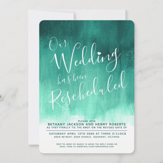 Neu geplante Hochzeitseinladung für Smaragdgrüne K Einladung (Vorderseite)