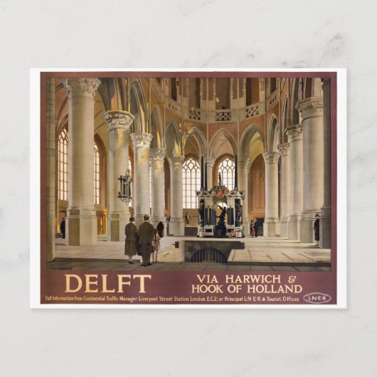 Neu gestaltetes Delft Vintage Travel Poster Postkarte (Vorderseite)