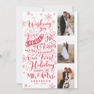 Neu Gezeichnet Holiday Rot 3-Foto Feiertagskarte