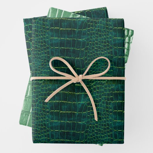 Neu! Grüne Kunstleder Geschenkpapier Set (Beispiel)