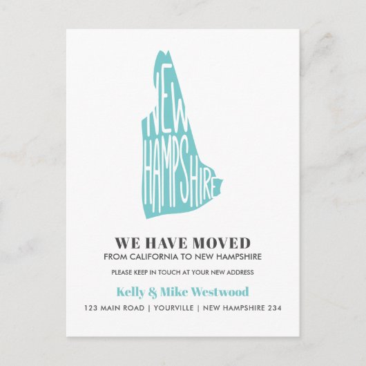 NEU HAMPSHIRE Wir haben neue Adresse Neue Zuhause Postkarte (Vorderseite)