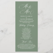 Neu Herr und Frau, Sage Green, Hochzeitsfeier Programm (Vorderseite)
