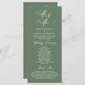 Neu Herr und Frau, Sage Green, Hochzeitsfeier Programm (Vorne/Hinten)
