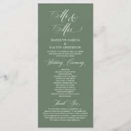 Neu Herr und Frau, Sage Green, Hochzeitsfeier Programm