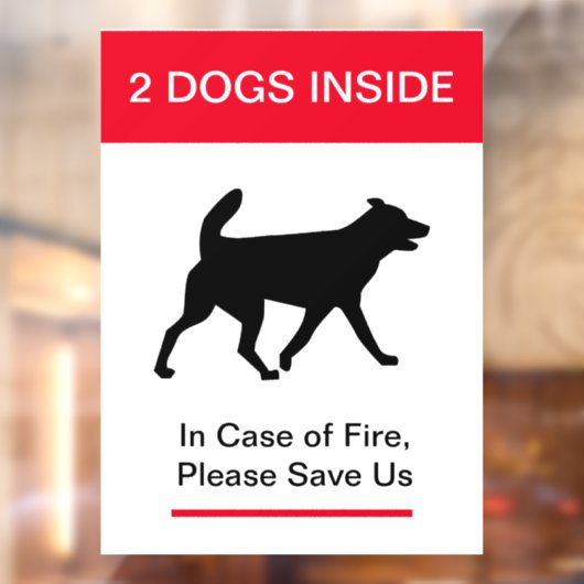 NEU! Hunde drinnen im Brandfall - Schützen Sie Ihr Fensteraufkleber (Blatt 2)