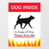 NEU! Hunde drinnen im Brandfall - Schützen Sie Ihr Fensteraufkleber (Blatt)