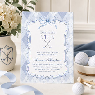 Neu im Club Blau Golf Baby Shower Einladung