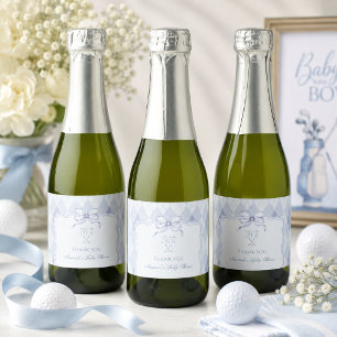 Neu im Club Boy Blue Golf Baby Shower Schaumweinetikett