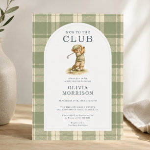Neu im Club Golf Bär Kariert Baby Shower Einladung