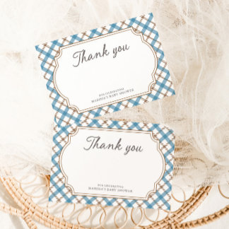 Neu im Club Golf Blau & Braun Baby Shower Dankeskarte