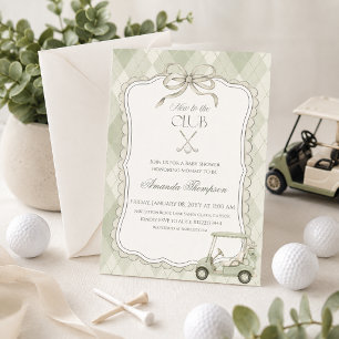Neu im Club Golf Cart Baby Shower Einladung