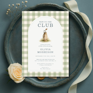 Neu im Club Golf Gingham Babyparty-Einladung Einladung