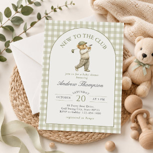 Neu im Club Golf Junge Baby Shower Einladung