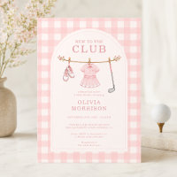 Neu im Club Golf Rosa Gingham-Baby-Party