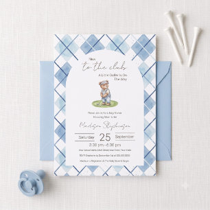 Neu im Club Golfbär Blau Baby Shower Einladung