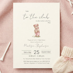 Neu im Club Grüner Golfbär Baby Shower Einladung