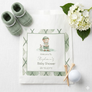 Neu im Club  Grüner Golfbär-Baby-Shower  Geschenktütchen