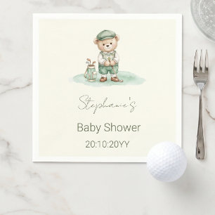 Neu im Club  Grüner Golfbär-Baby-Shower  Serviette