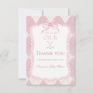 Neu im Club Mädchen Rosa Golf Baby Shower Dankeskarte