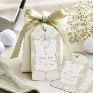 Neu im Club Oliven Grün Golf Baby Shower Geschenkanhänger