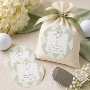 Neu im Club Oliven Grün Golf Baby Shower Runder Aufkleber