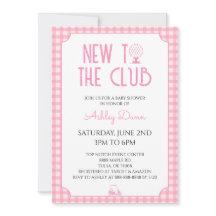 Neu im Club Pink Gingham Golf Baby Shower