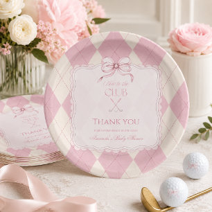 Neu im Club rosa Golf-Baby-Shower-Dekoration Pappteller