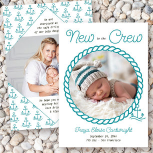 Neu im Crew 2 Foto Teal Nautical Anker Geburt Ankündigung