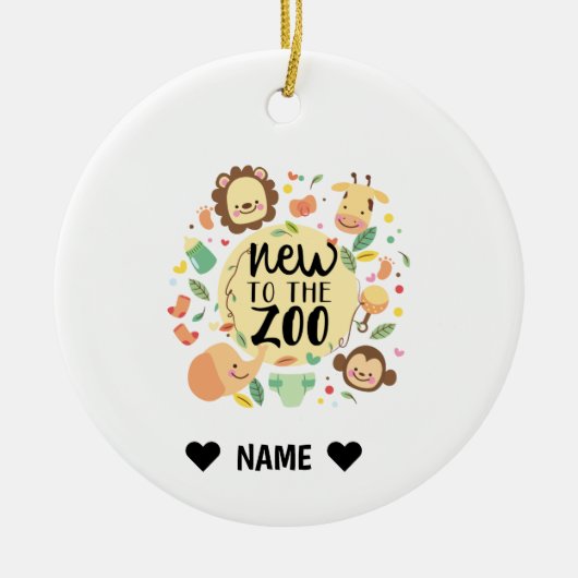 Neu im Zoo Keramik Ornament (Vorne)