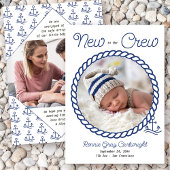 Neu in der Crew 2 Foto Blue Nautical Anchor Birth Ankündigung