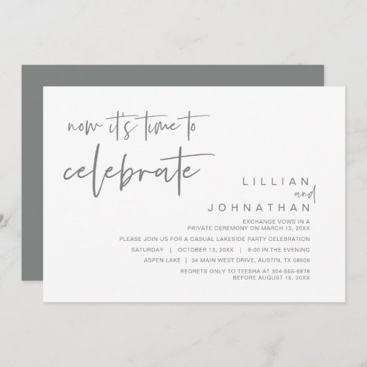 Neu ist es an der Zeit zu feiern, Hochzeit Elopeme Einladung (Vorne/Hinten)